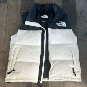 North Face puffer vest white and black size medium